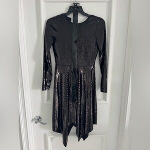 Michael Kors Long Sleeve Shimmer Black Midi Dress with belt Size XS
